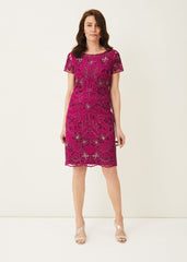 Nessa Embroidered Dress - Fuchsia