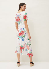 Evadine Floral Tea Dress - White Multi