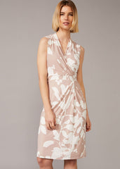 Rose Floral Placement Dress - Taupe/Ivory