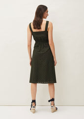 Olymea Broderie Dress - Khaki