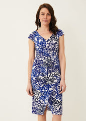 Arielle Contrast Print Jersey Dress - Cerulean/Almond
