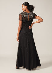 Pascale Jewelled Tulle Dress - Black