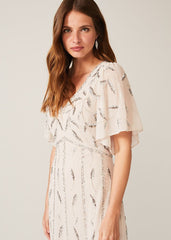 Meredith Embellished Leaf Dress - Pearl
