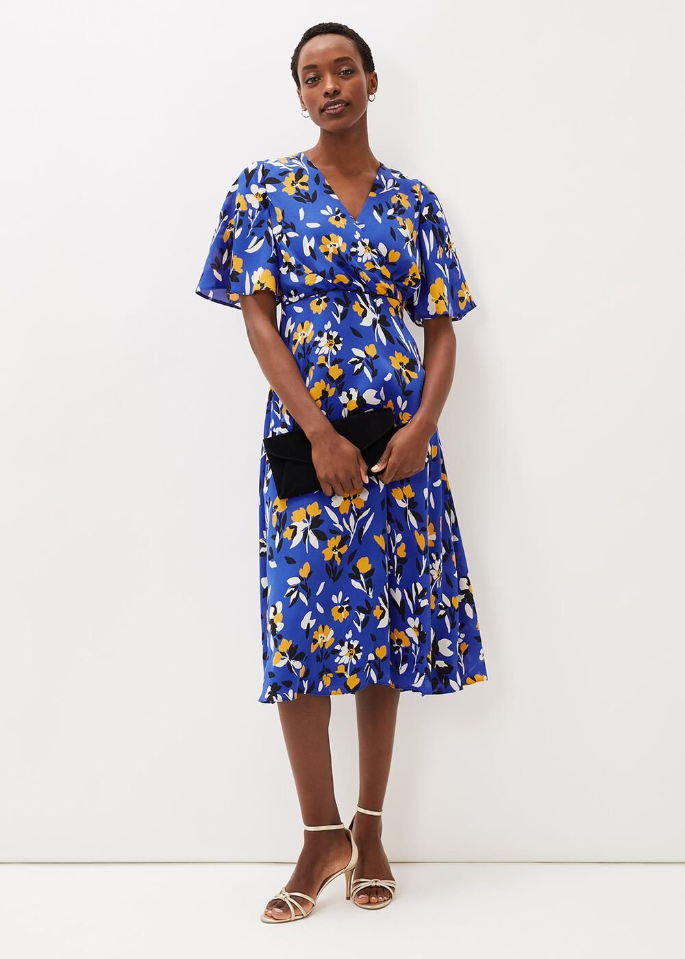 Jayla Floral Printed Dress - Cerulean/Almond/Canary