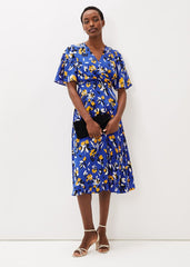 Jayla Floral Printed Dress - Cerulean/Almond/Canary