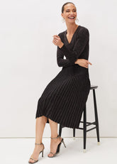 Jessamine Shimmer Knit Dress - Gunmetal