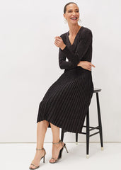 Jessamine Shimmer Knit Dress - Gunmetal