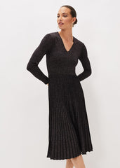 Jessamine Shimmer Knit Dress - Gunmetal