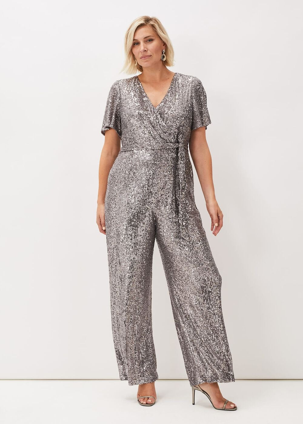 Alessandra Sequin Embellished Jumpsuit - Pewter
