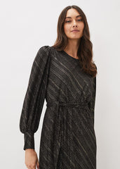 Clairette Asymmetric Sparkle Dress - Black