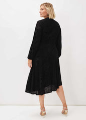 Devore Tie Asymmetric Dress - Black