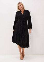 Devore Tie Asymmetric Dress - Black