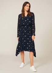 Eve Embroidered Spot Dress - Navy Multi