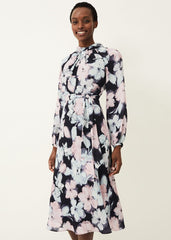 Ella Floral Print Dress - Navy Multi