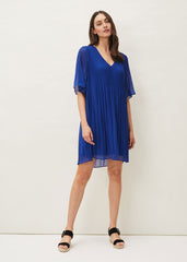 Ella Pleat Dress - Cobalt