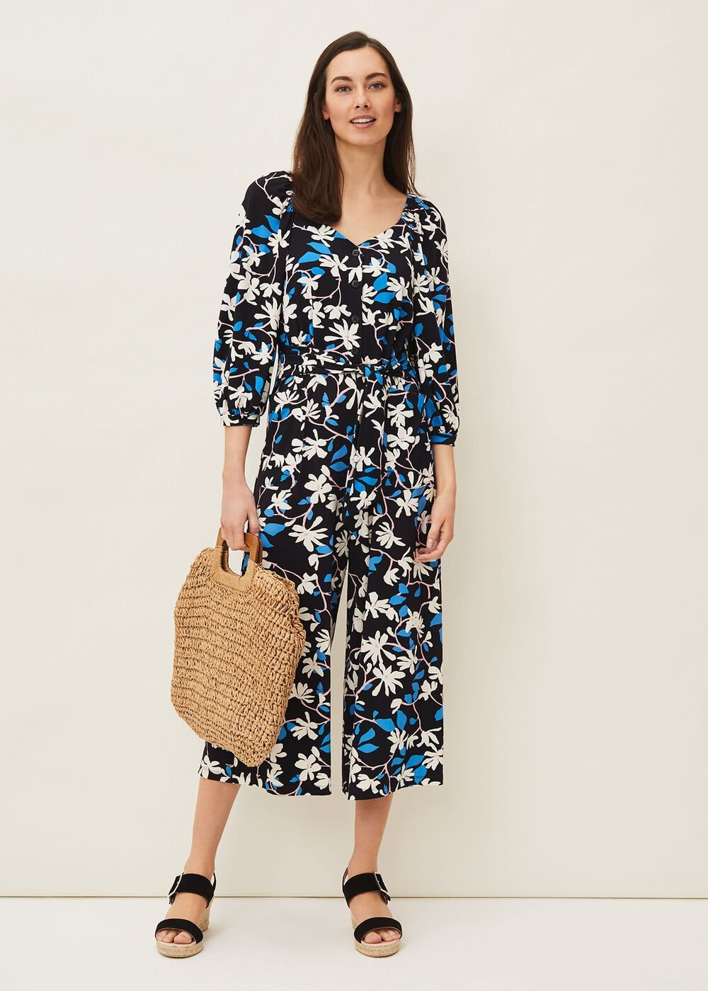 Magnolia Floral Jersey Jumpsuit - Navy/Multi