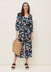 Magnolia Floral Jersey Jumpsuit - Navy/Multi