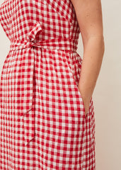 Geri Gingham Maxi Dress - Red/Ivory