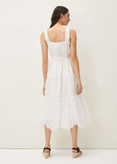 Ellie Broderie Midi Dress - White