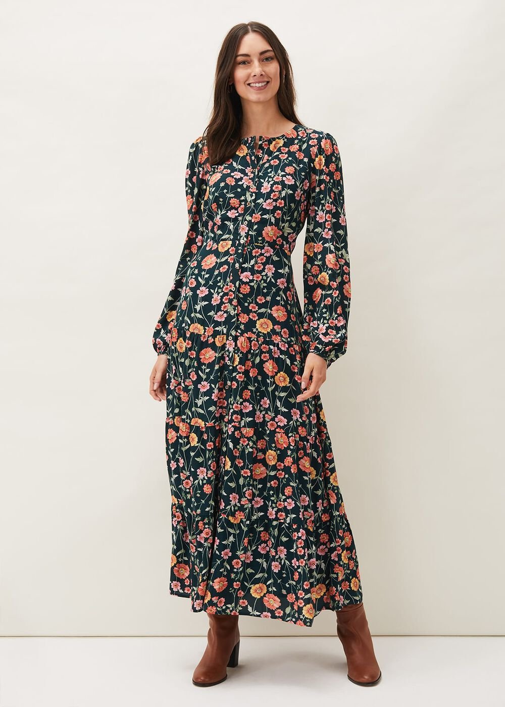 Matilda Floral Midaxi Dress - Forest