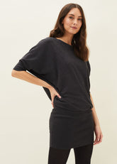 Becca Batwing Knitted Dress - Charcoal