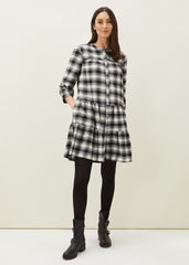 Meriah Check Swing Dress - Black/Ivory