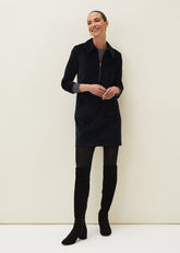 Kirsty Corduroy Zip Front Dress - Navy