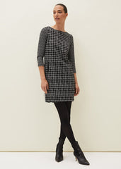 Lenia Check Shift Dress - Black/Grey