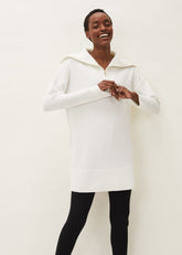 Isabella Zip Up Tunic Dress - Winter White