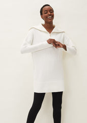 Isabella Zip Up Tunic Dress - Winter White