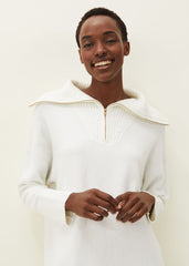 Isabella Zip Up Tunic Dress - Winter White