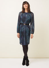 Amelie Snake Print Dress - Teal/Black