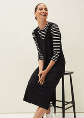 Catya Two Piece Stripe Top And Dress - Black