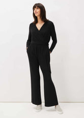Zarra Wrap Wide Leg Jersey Jumpsuit - Charcoal