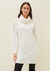 Nisha Roll Neck Jumper Dress - Winter White