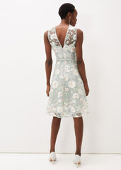 Aria Embroidered Fit And Flare Dress - Eau De Nil