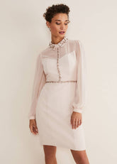 Avah Embellished Fitted Dress - Cameo