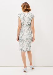 Floral Lace Overlay Pencil Dress - Ivory/Multi