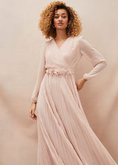 Alecia Pleated Chiffon Maxi Dress - Antique Rose
