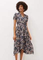 Zendaya Floral Dress - Perussian Blue/Taupe