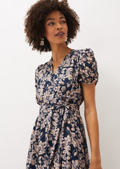 Zendaya Floral Dress - Perussian Blue/Taupe