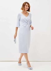 Layla Bow Detail Fitted Dress - Sky Blue