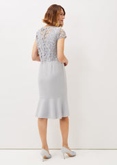 Alisha Double Layer Lace Peplum Dress - Mineral