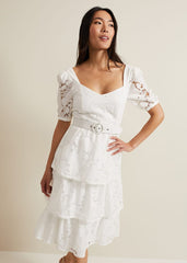 Elyse Lace Tiered Wedding Dress - Ivory