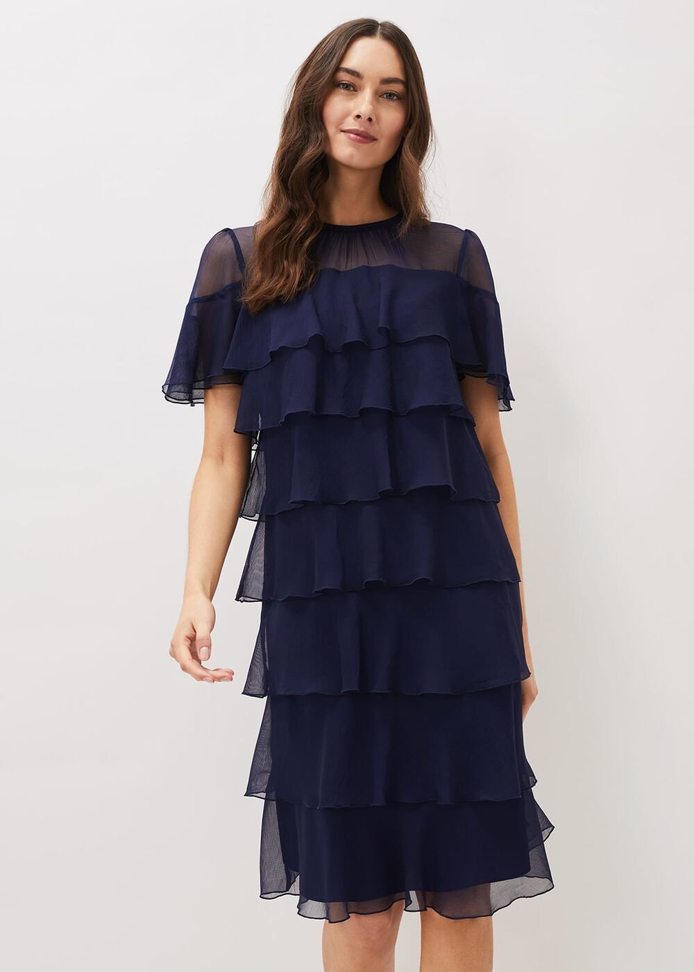 Nika Tiered Shift Dress - Navy