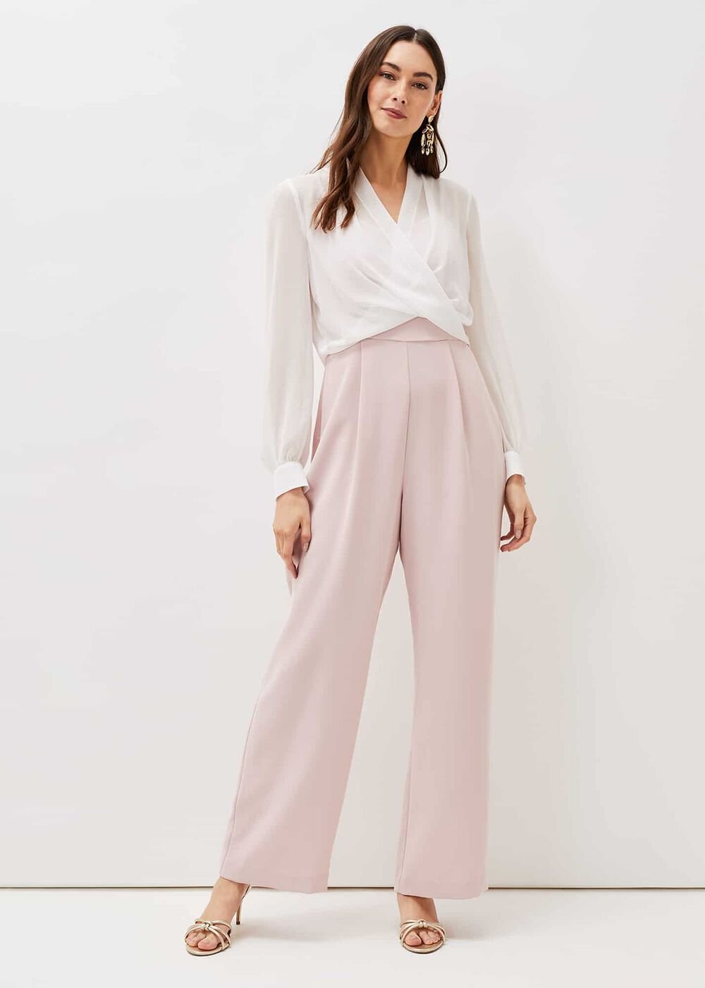 Mindy Wide Leg Jumpsuit - Ivory/Antique Rose