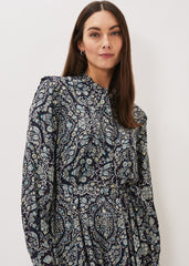 Polly Paisley Print Midi Dress - Multi-Coloured