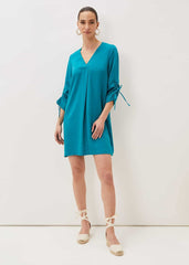 Ceiara Ruched Sleeve Tunic Dress - Teal