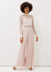 Charley Pleated Spot Print Jumpsuit - Mauve