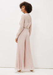 Charley Pleated Spot Print Jumpsuit - Mauve
